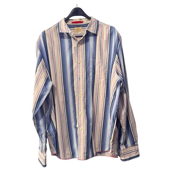 Tommy Bahama Shirt Men's XL Long Sleeve Button Down Collared‎ Striped Buttons - Picture 1 of 4